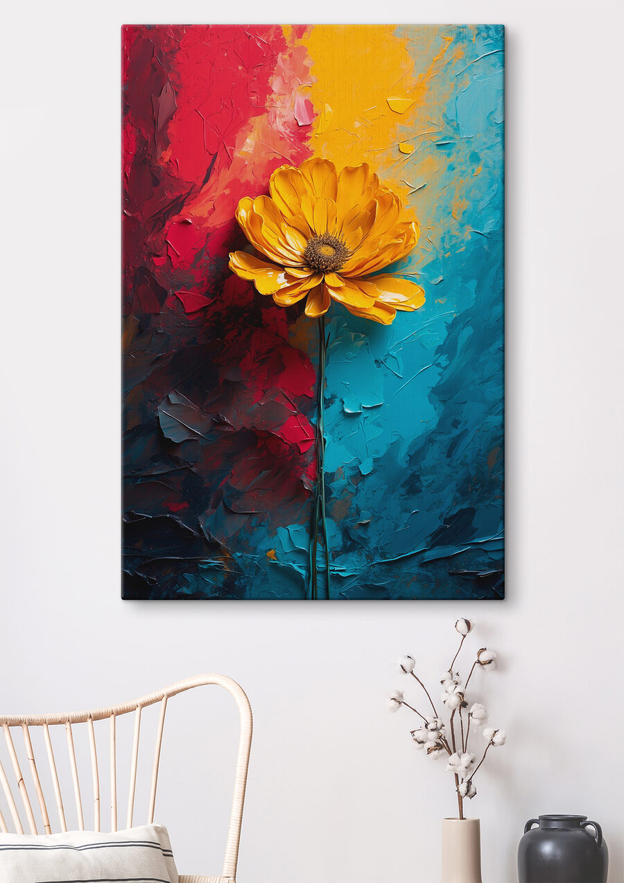 Fiore giallo tra pennellate — ambiente 1
