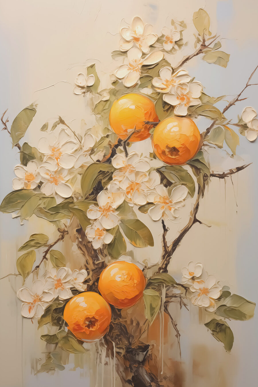 Arance tra fiori bianchi — design completo