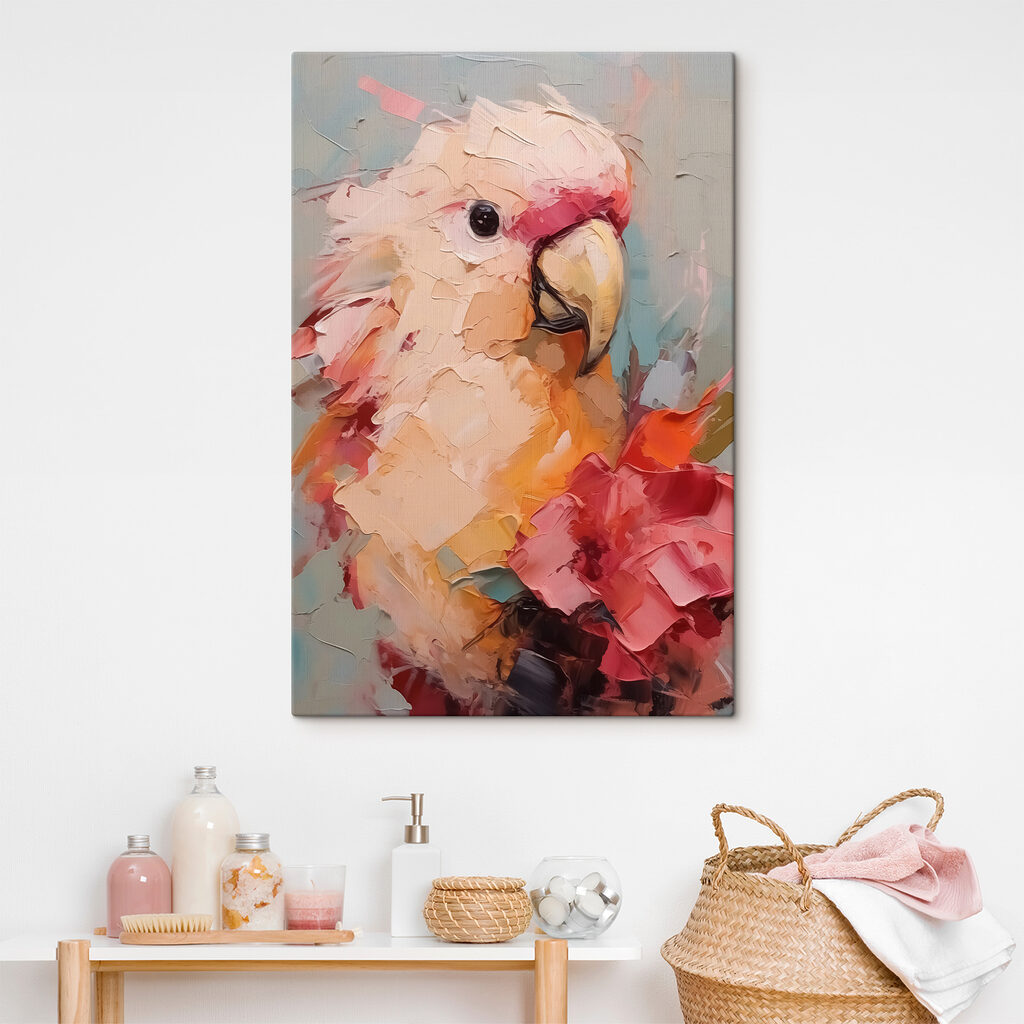Cacatua tra pennellate corallo — ambiente 2