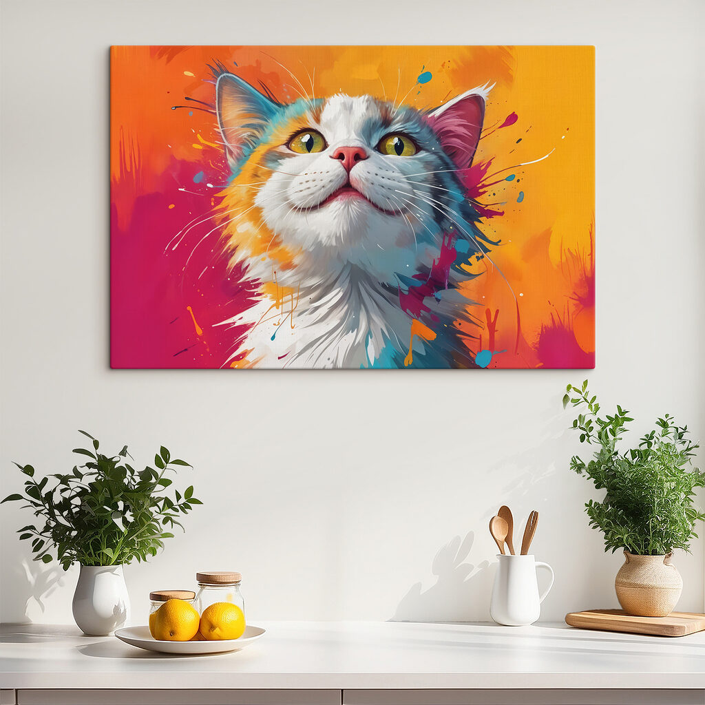 Gatto tra schizzi colorati — ambiente 2