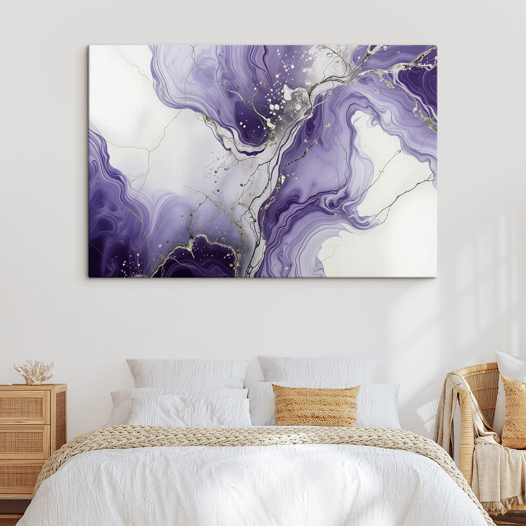 Venature viola su bianco — ambiente 1