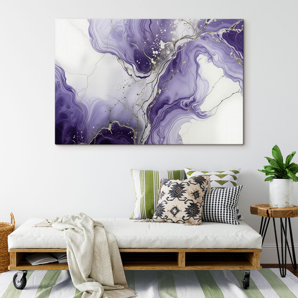 Venature viola su bianco — ambiente 2