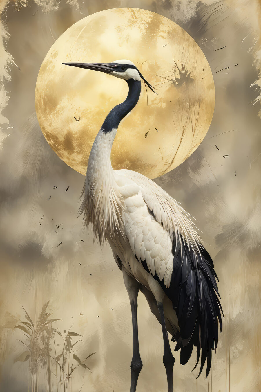 Gru e luna dorata — design completo