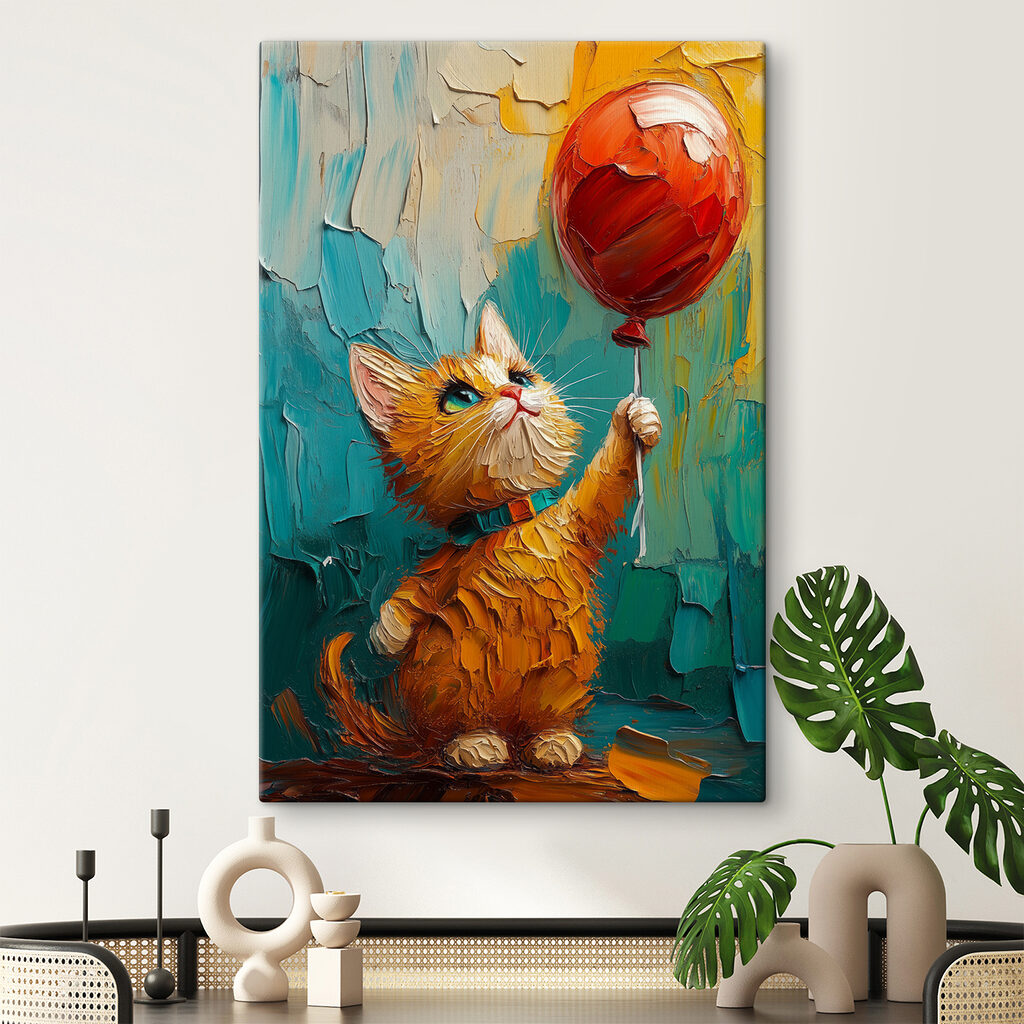 Gattino con palloncino rosso — ambiente 1