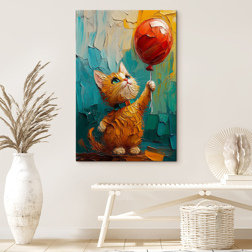 Gattino con palloncino rosso — ambiente 2