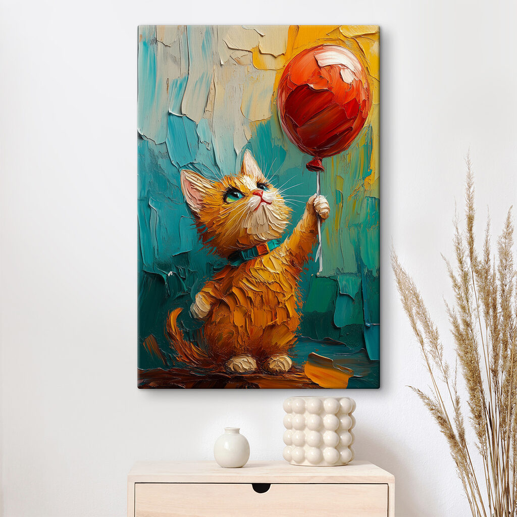 Gattino con palloncino rosso — ambiente 3