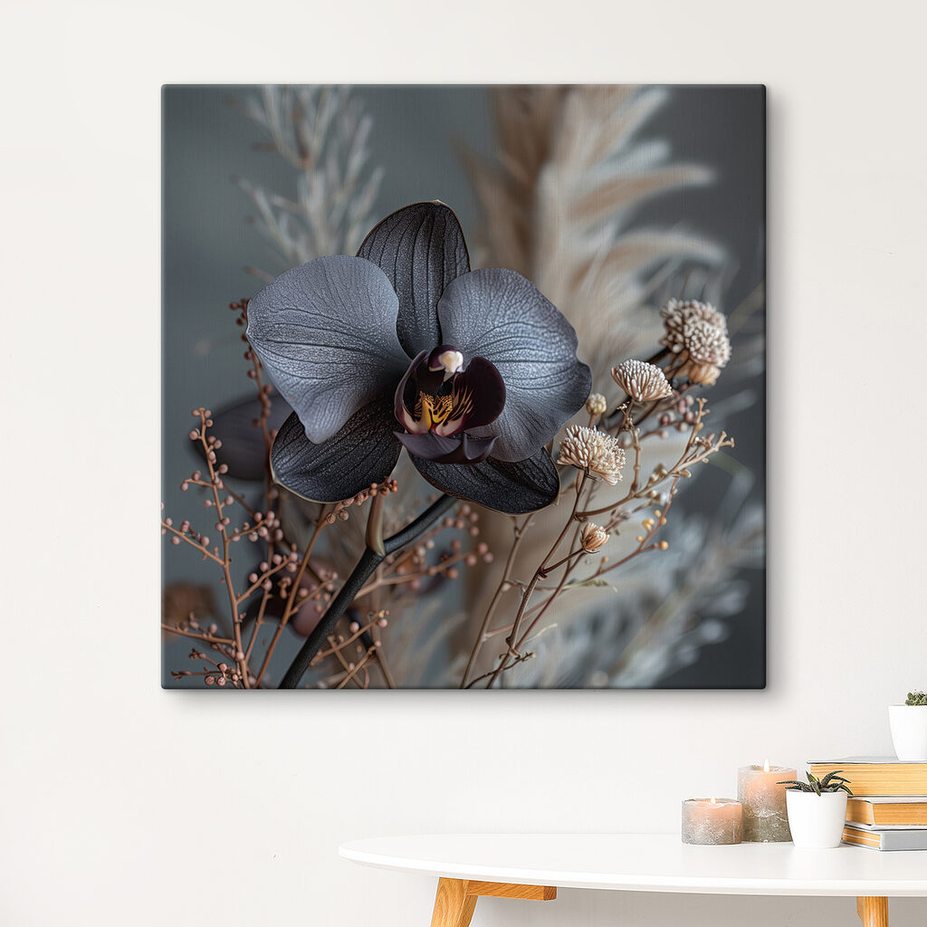 Orchidea scura tra graminacee — ambiente 2
