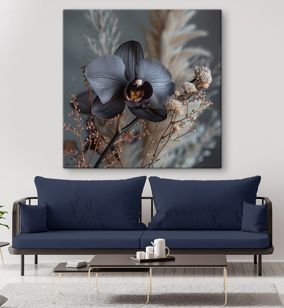Orchidea scura tra graminacee — ambiente 3