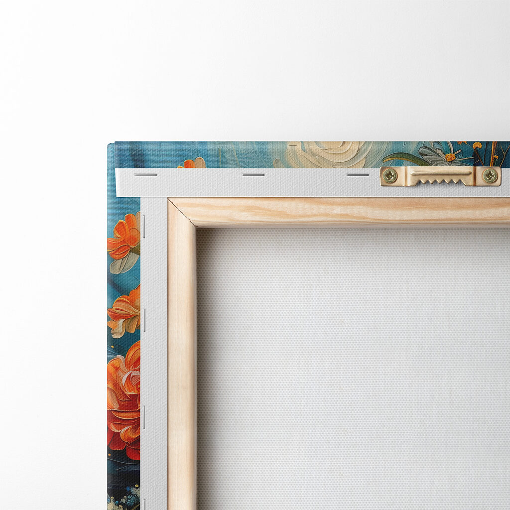 Fiori sotto vortici blu — retro