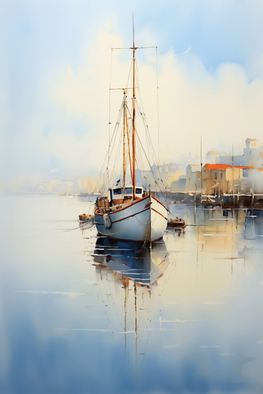 Barca a vela all’alba — design completo