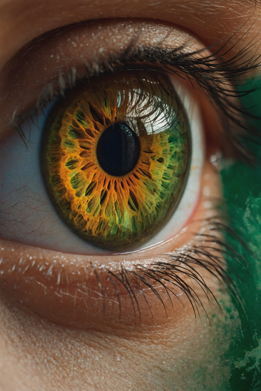 Occhio verde e dorato — design completo