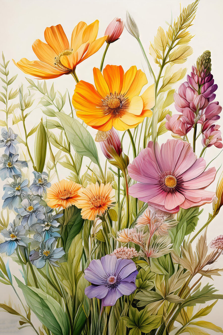 Fiori gialli e viola — design completo