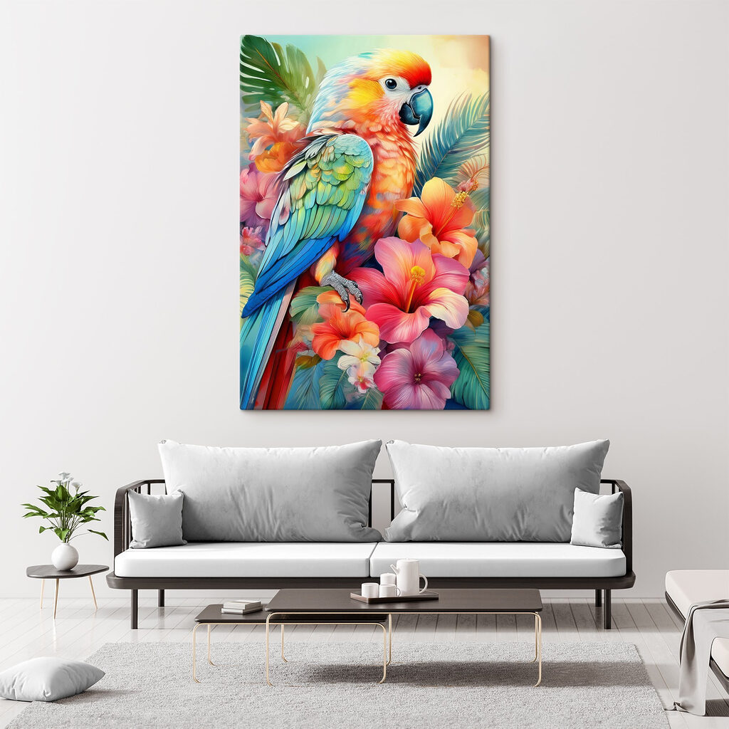 Pappagallo tra fiori tropicali — ambiente 3