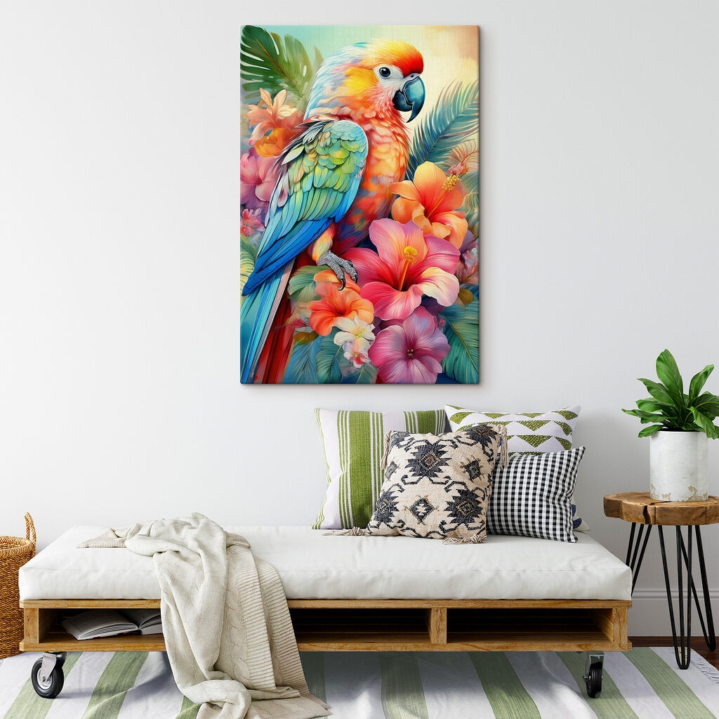 Pappagallo tra fiori tropicali — ambiente 2