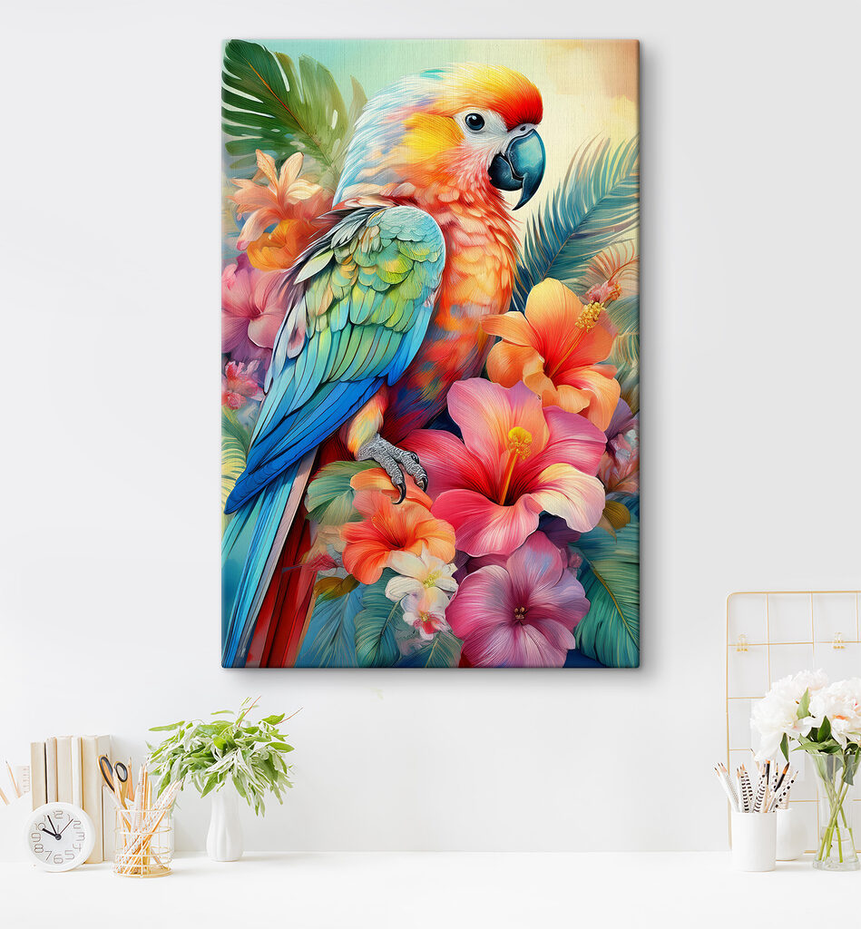 Pappagallo tra fiori tropicali — ambiente 1