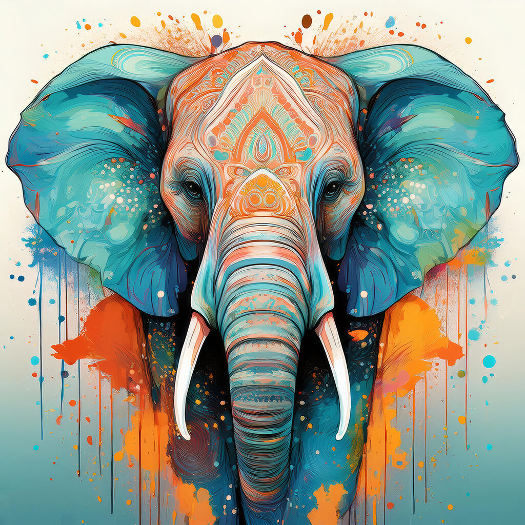 Elefante con linee decorative — design completo