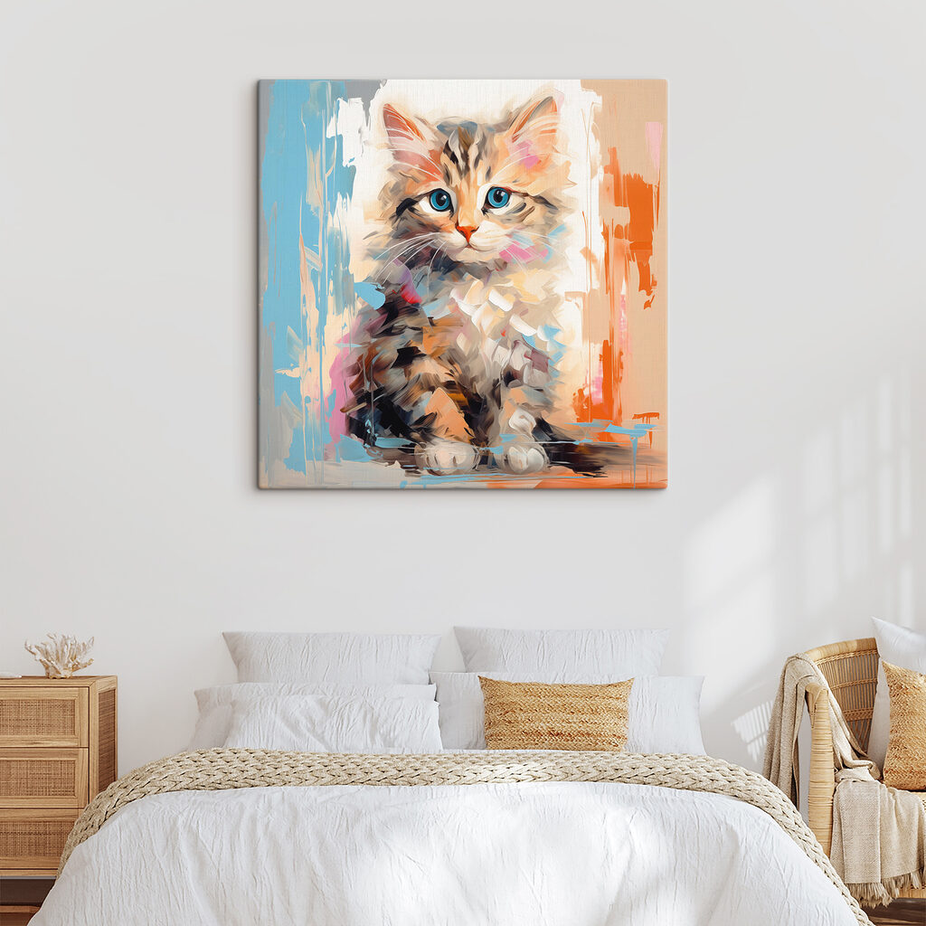 Gattino tra pennellate chiare — ambiente 2