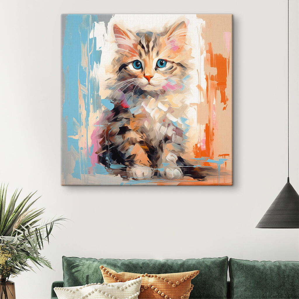 Gattino tra pennellate chiare — ambiente 3