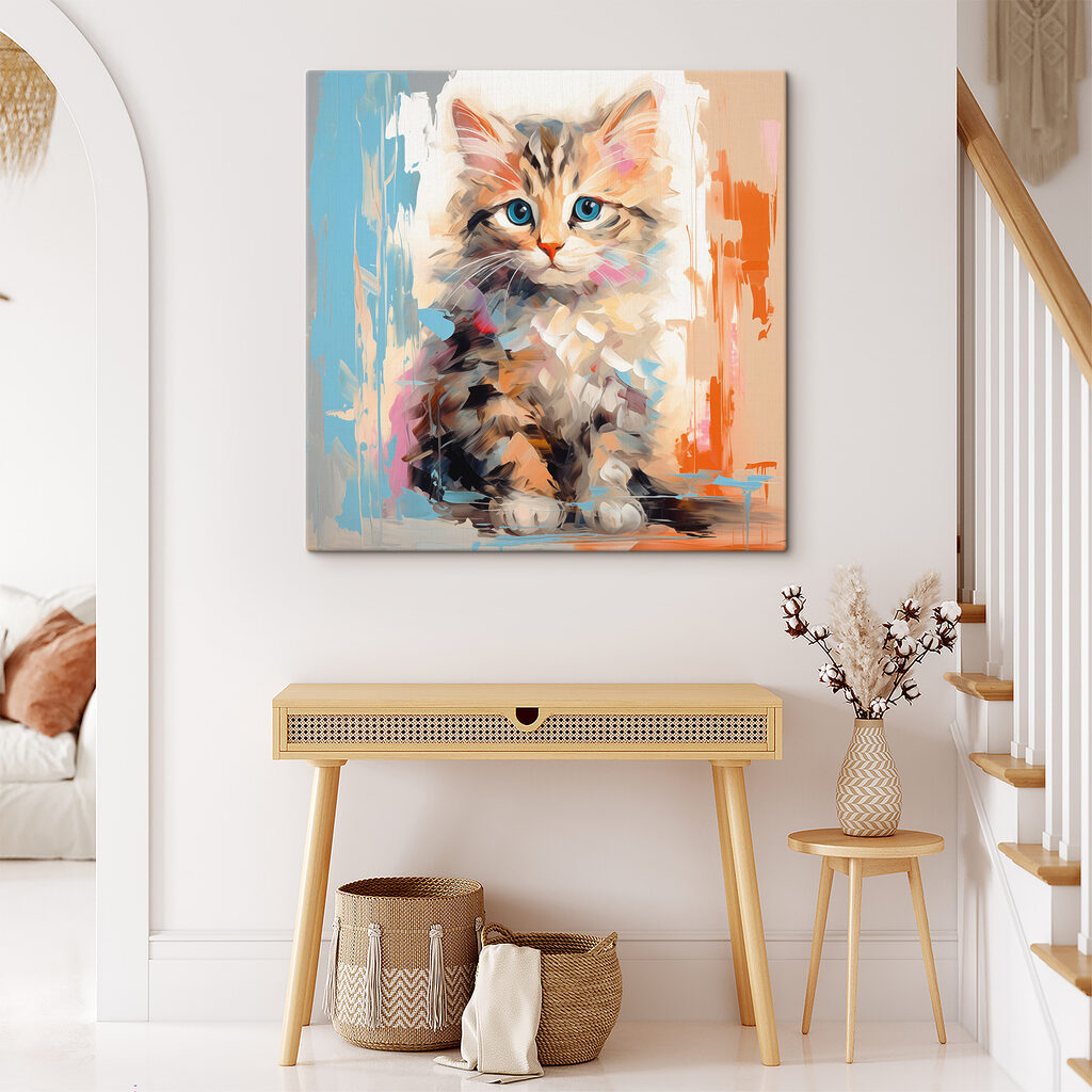Gattino tra pennellate chiare — ambiente 4