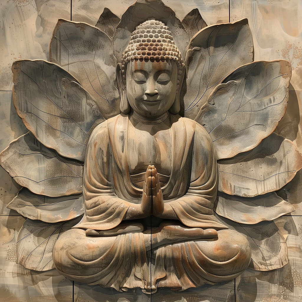 Buddha davanti al loto — design completo