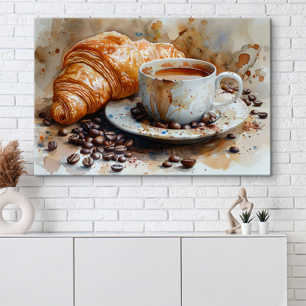 Cornetto e caffè in un ambiente