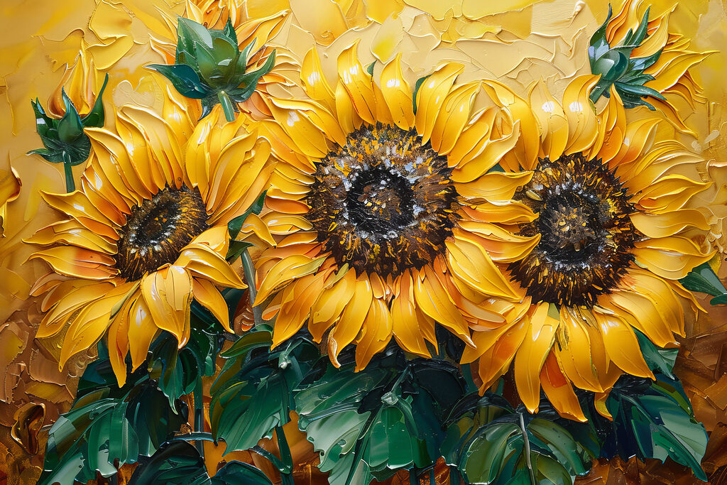 Girasoli su fondo dorato — design completo