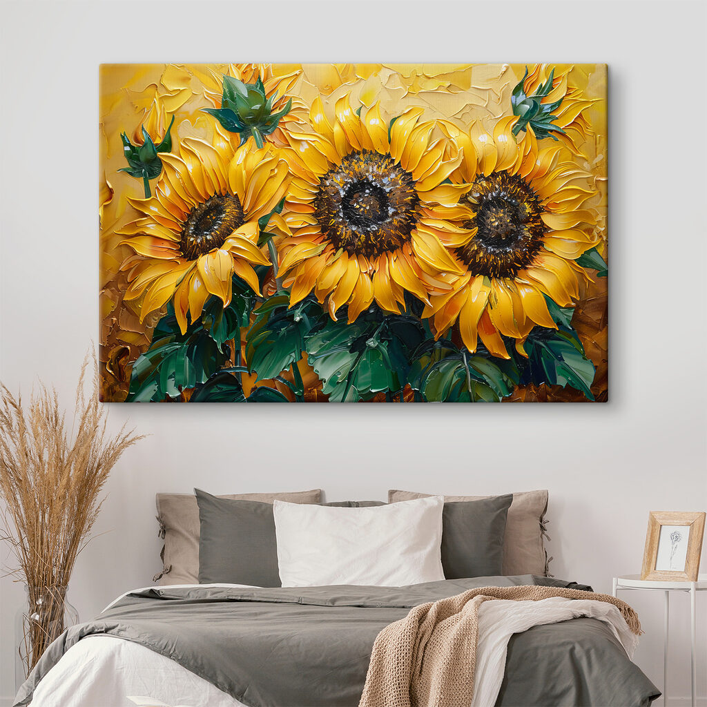 Girasoli su fondo dorato — ambiente 1