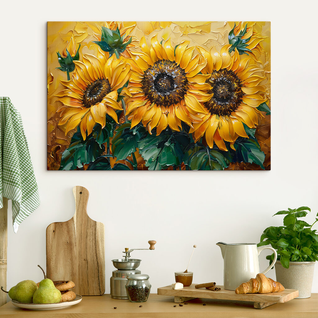 Girasoli su fondo dorato — ambiente 2