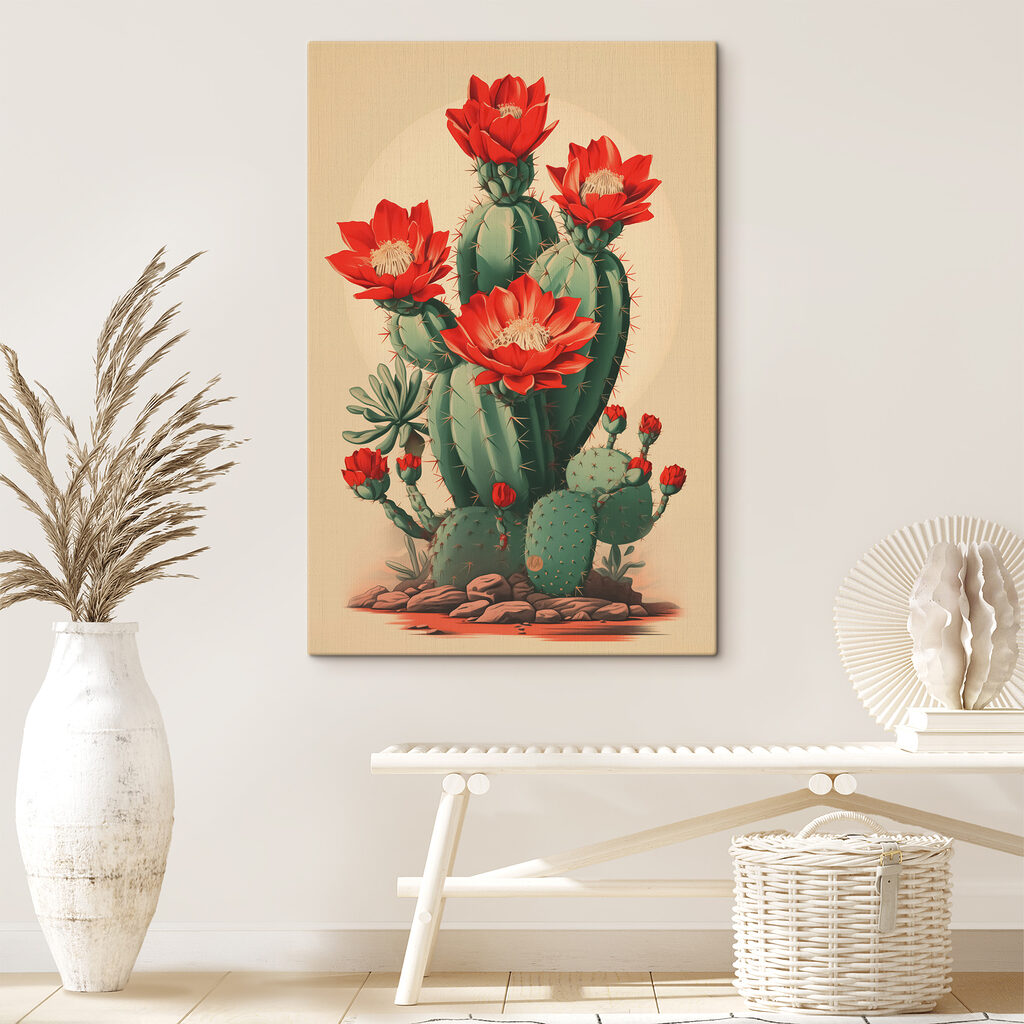 Cactus con fiori rossi — ambiente 2