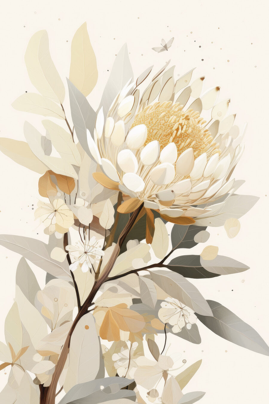 Protea tra le foglie — design completo