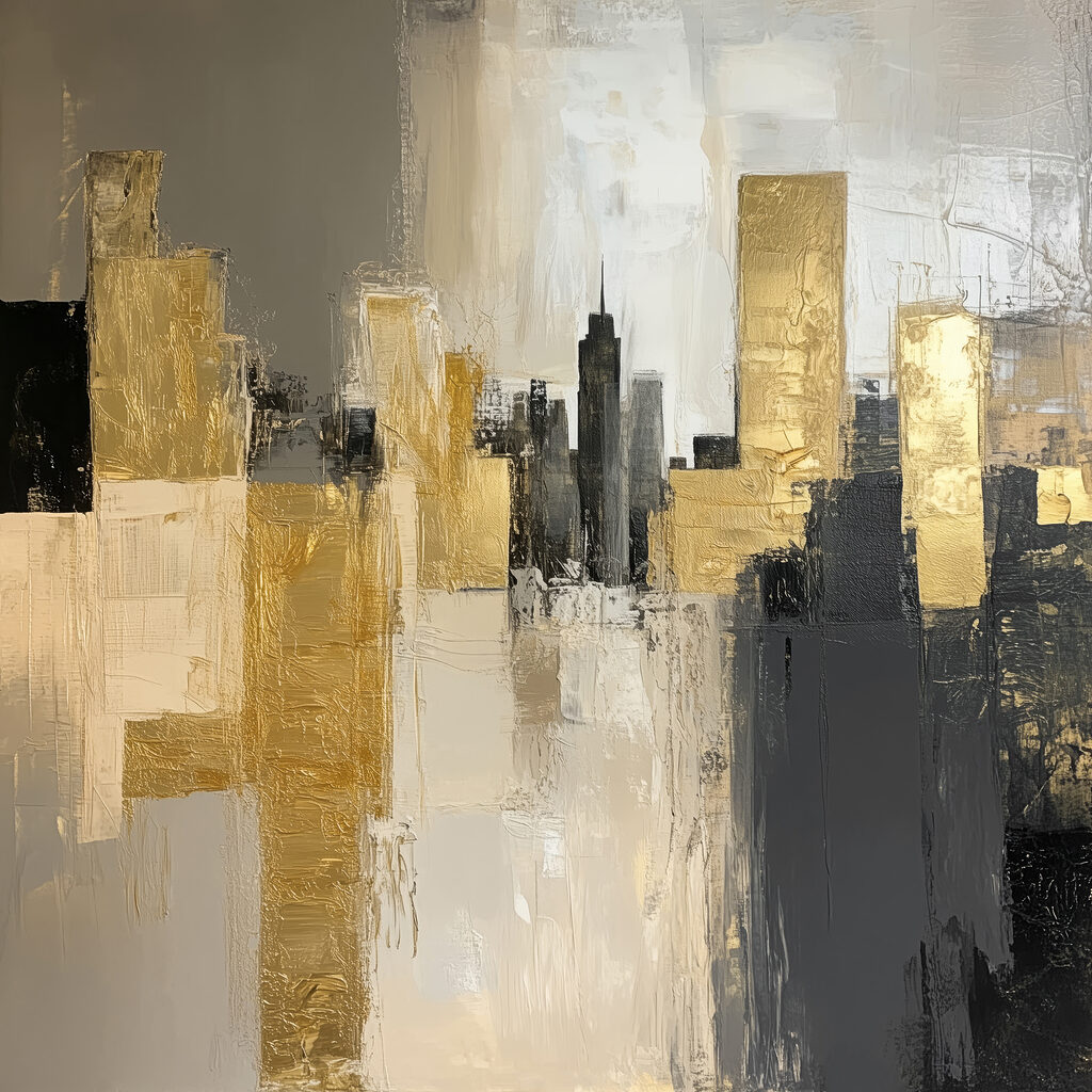 Città astratta grigio oro — design completo
