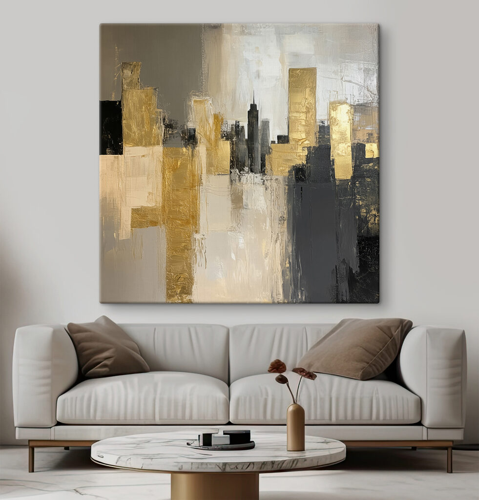 Città astratta grigio oro — ambiente 1
