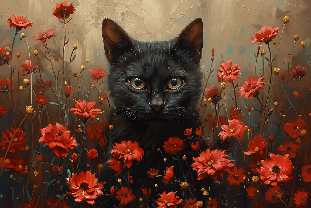 Gatto nero e rosso — design completo