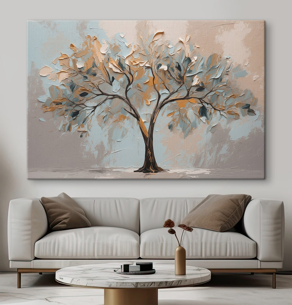 Albero in tinte pallide in un ambiente