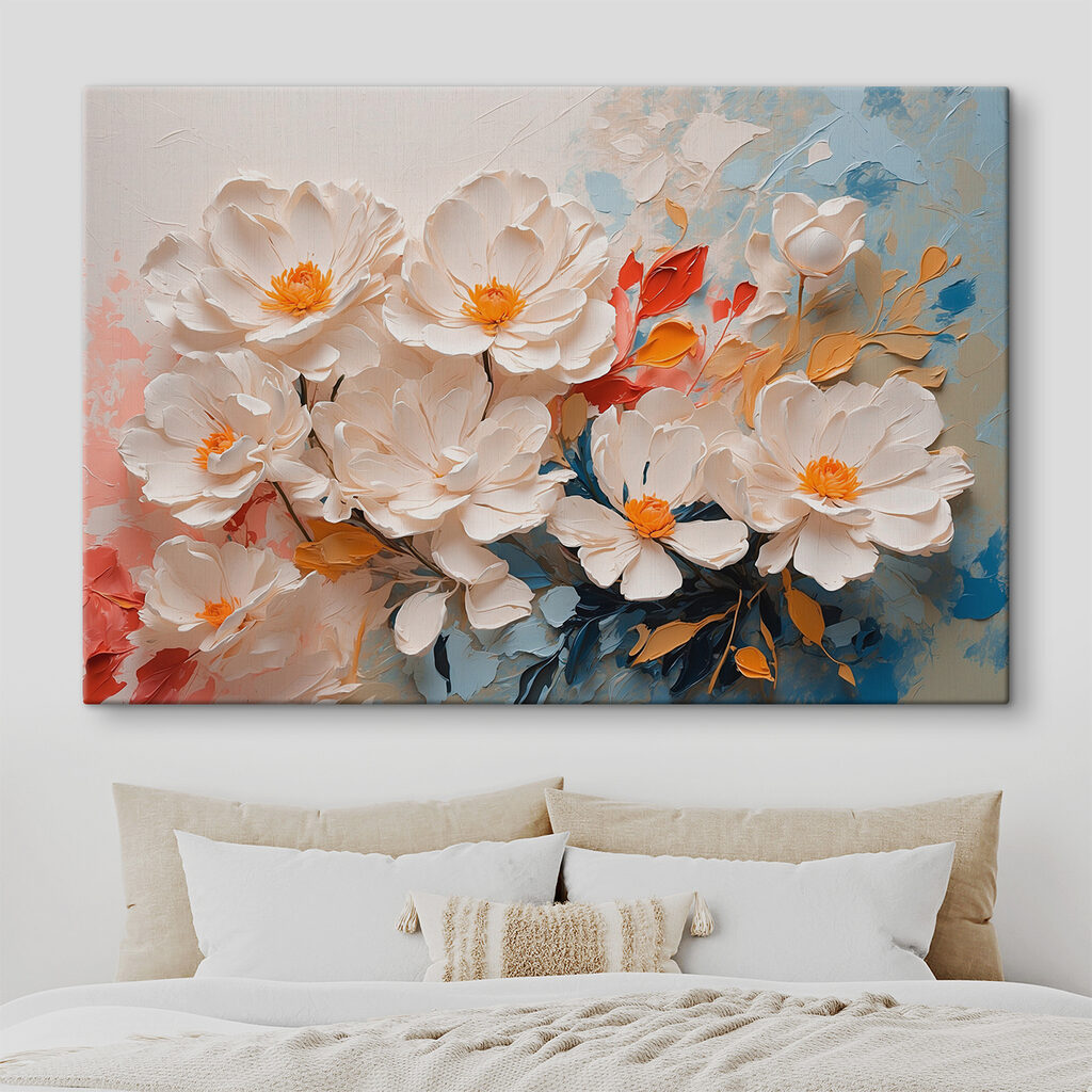 Fiori bianchi e pennellate — ambiente 2