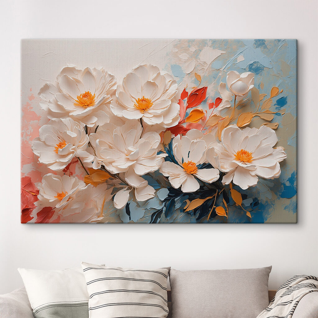 Fiori bianchi e pennellate — ambiente 3