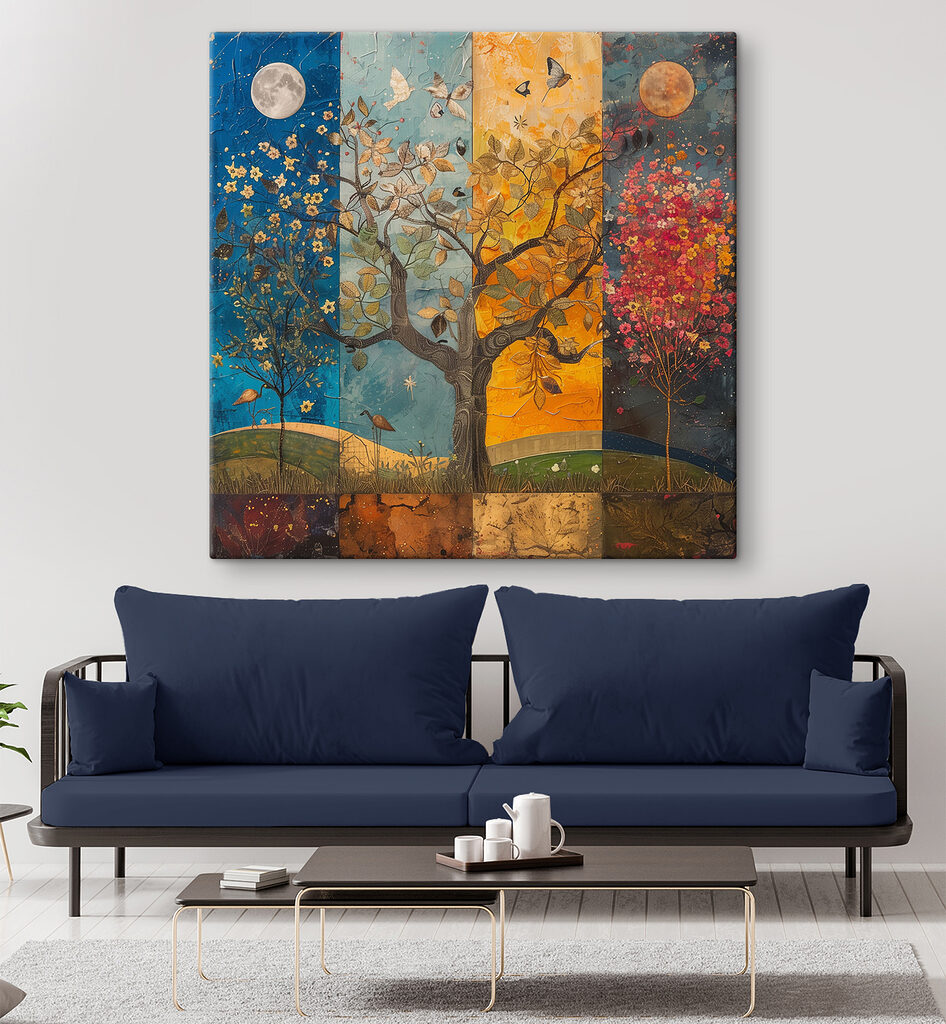 Albero nelle stagioni in un ambiente