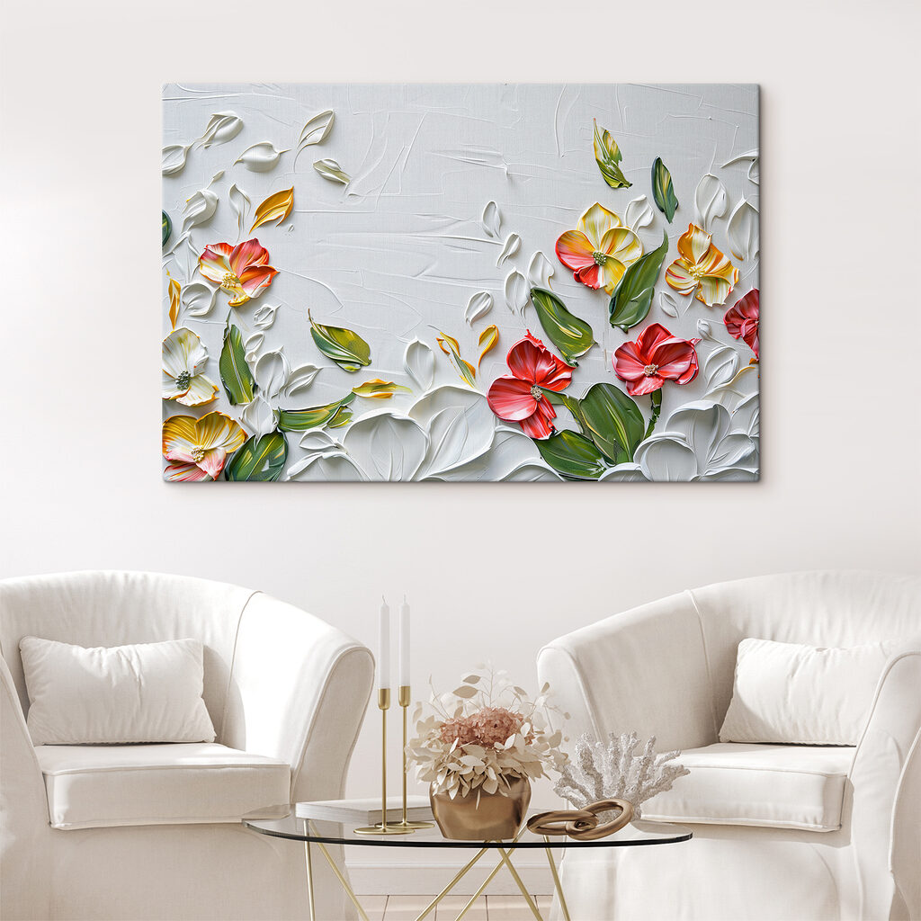 Ghirlanda fiorita su bianco — ambiente 2
