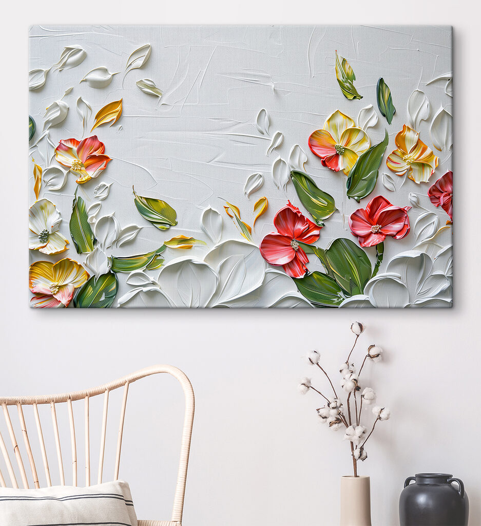 Ghirlanda fiorita su bianco — ambiente 1