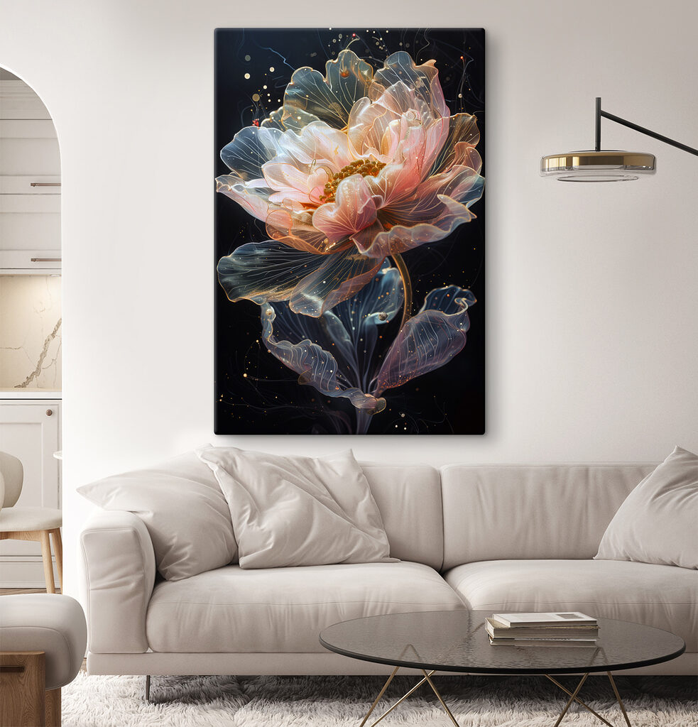 Peonia tra linee trasparenti — ambiente 1