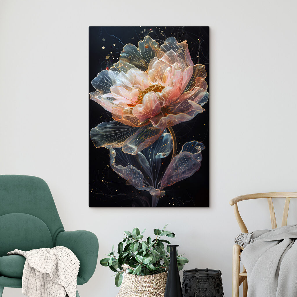 Peonia tra linee trasparenti — ambiente 2