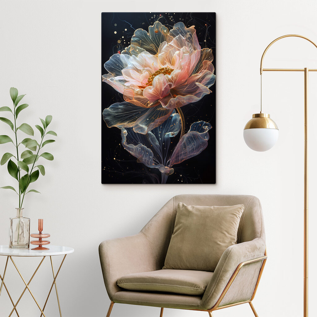Peonia tra linee trasparenti — ambiente 3