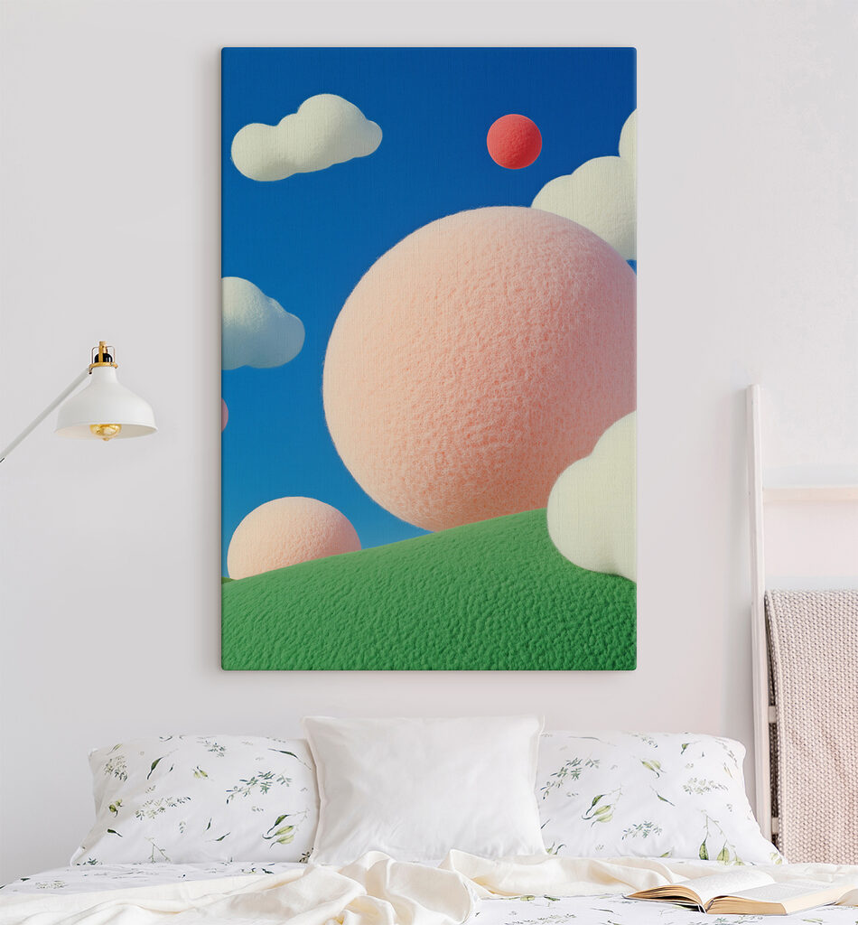 Sfere rosa sul verde — ambiente 1