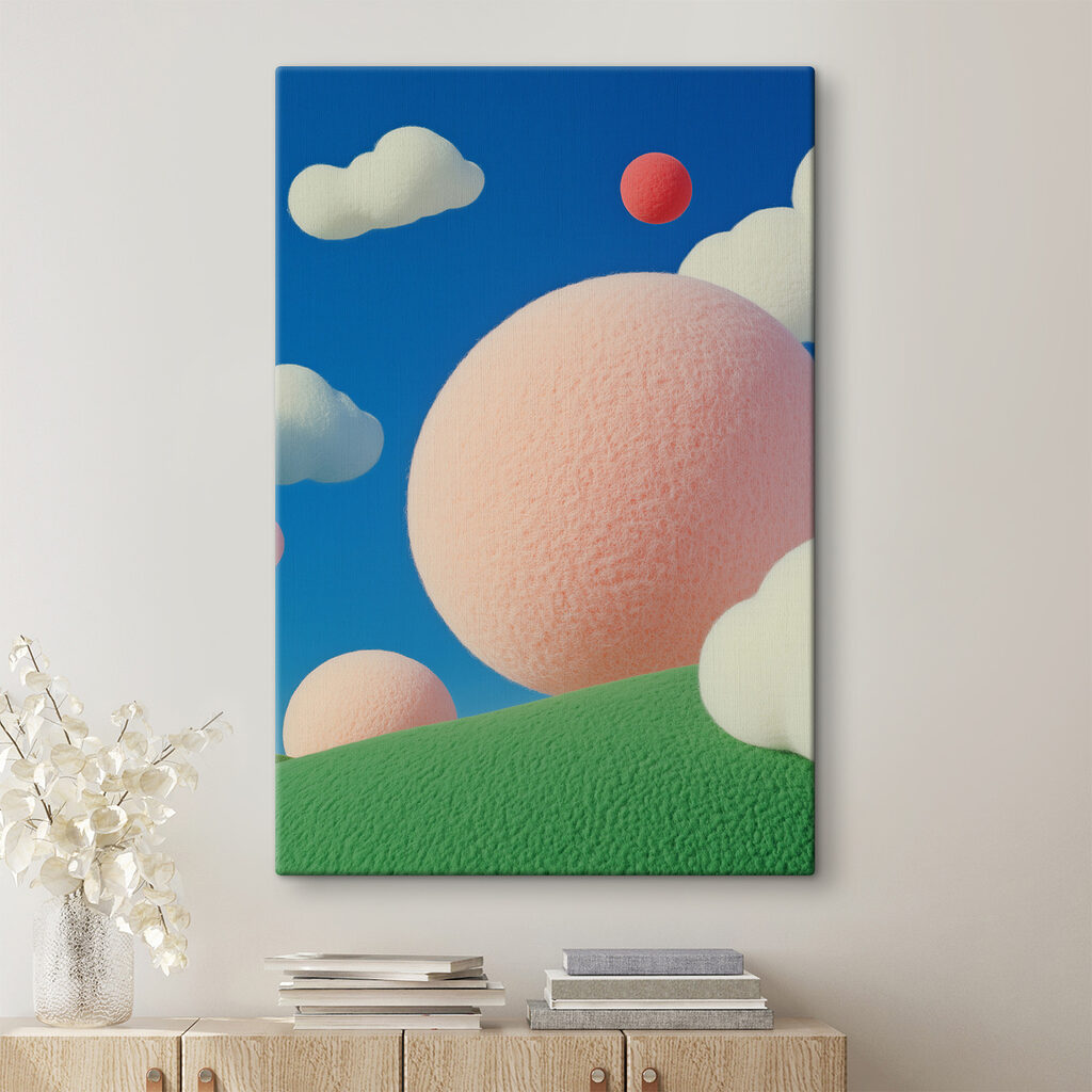 Sfere rosa sul verde — ambiente 2