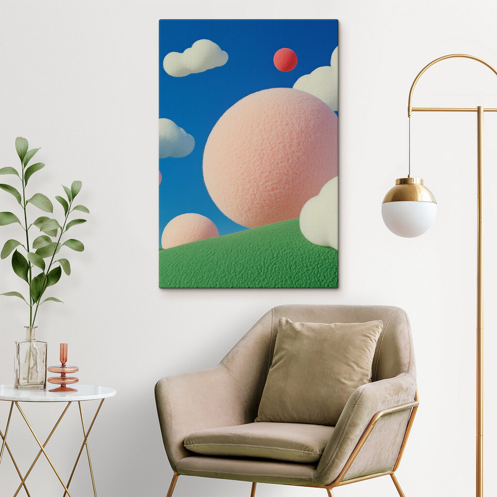 Sfere rosa sul verde — ambiente 3