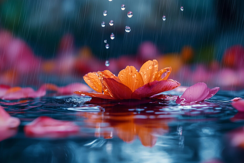 Fiore d’acqua con gocce — design completo