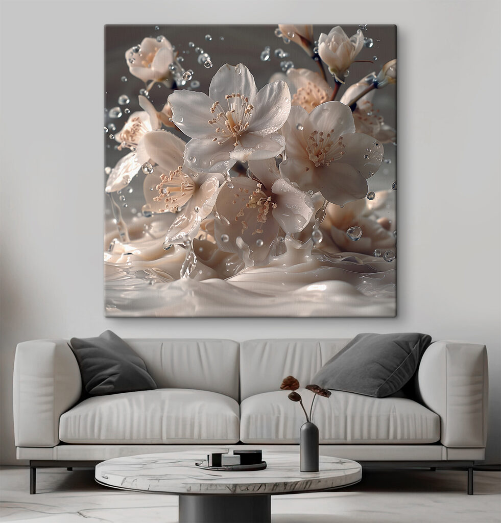 Fiori tra le gocce in un ambiente