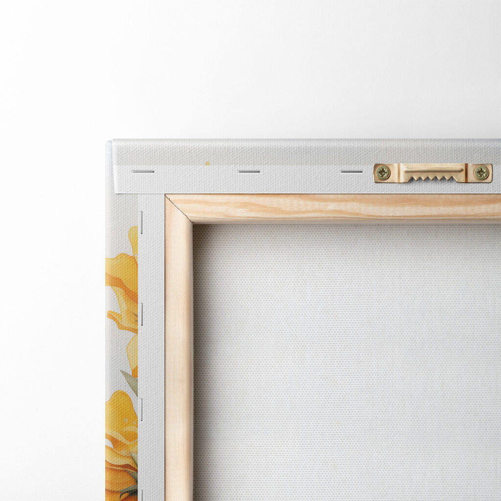 Uccello tra fiori gialli — retro