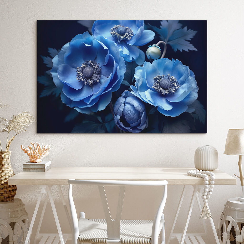 Tre fiori blu scuro — ambiente 1