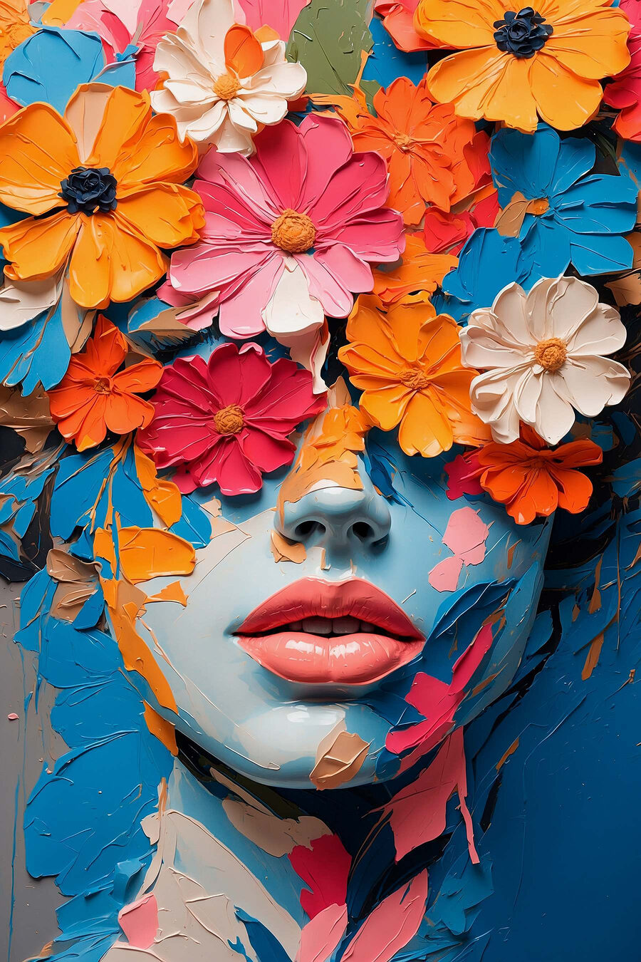 Ritratto vivace tra fiori — design completo
